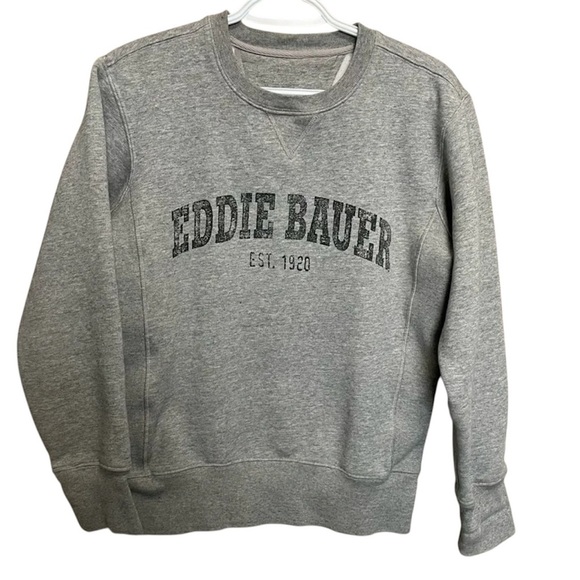 Eddie Bauer Vintage Distressed Print Grey Crewneck Sweatshirt Men Women Small - Picture 1 of 7